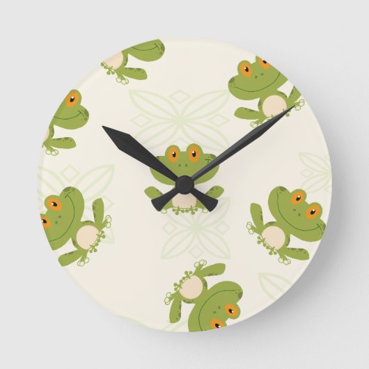 Het leuke Groene Patroon van de Kikker Ronde Klok (Voorkant)