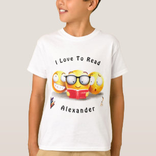 Het leuke het Glimlachen Emoji Boek van de Lezing T-shirt