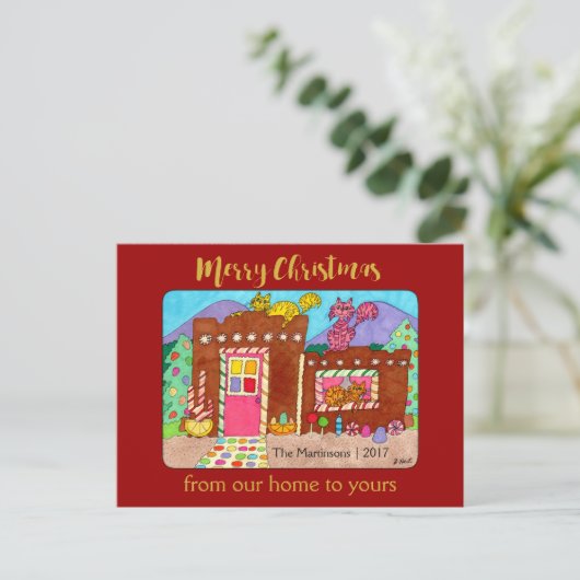 Het leuke Huis van de Peperkoek van de Adobe & Feestdagenkaart (Staand voorkant)