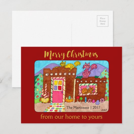 Het leuke Huis van de Peperkoek van de Adobe & Feestdagenkaart (Voorkant / Achterkant)