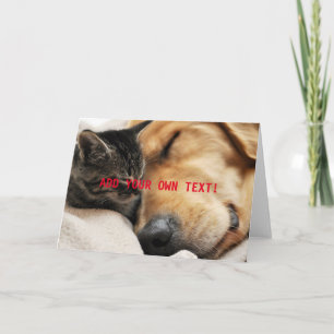 Het leuke Katje en het Puppy VOEGEN UW EIGEN TEKST Kaart