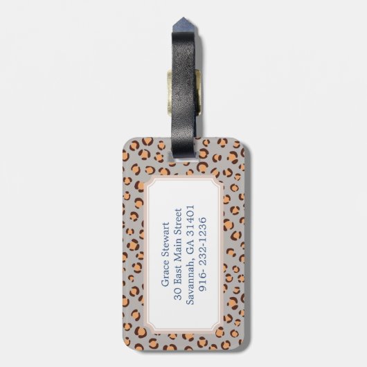 Het leuke kleurrijke oranje bruine monogram van de bagagelabel (Achterkant verticaal)