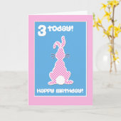 Het leuke Konijn van het Konijntje op de Roze 3de Kaart (Gele Bloem)