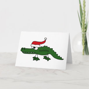 Het leuke Krokodille Dragende Pet van Kerstmis Feestdagen Kaart