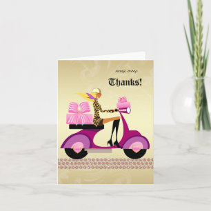 Het leuke Meisje van de Autoped van de Doos van de Bedankkaart