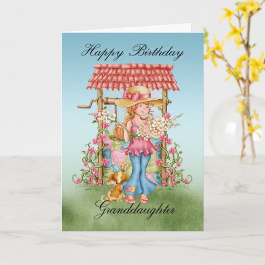 Het Leuke Meisje van de kleindochter en goed het Kaart (Gele Bloem)