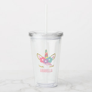 Het leuke Meisje van het Gezicht van de Eenhoorn Acryl Drinkbeker