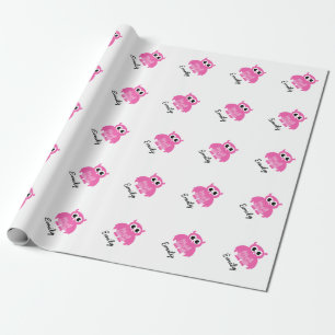 Het leuke meisjesbaby shower doorboort girly uil cadeaupapier