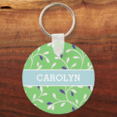 Het leuke moderne groene krullende monogram van sleutelhanger (Voorkant)