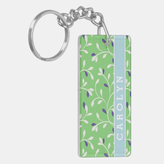 Het leuke moderne groene krullende monogram van sleutelhanger (Voorkant Links)