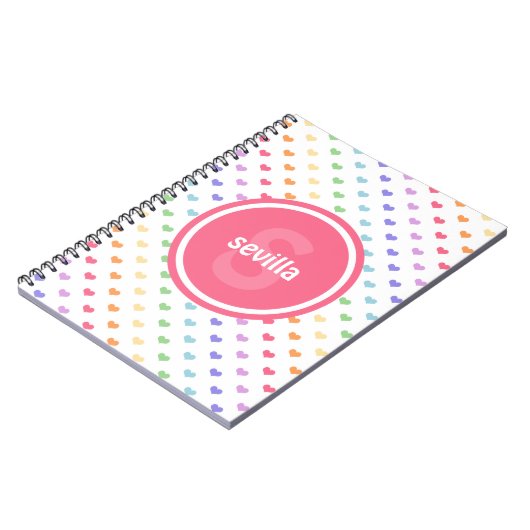 Het leuke Monogram van de Harten van de Regenboog Notitieboek (Linkerzijde)