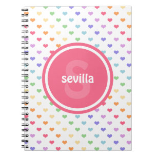 Het leuke Monogram van de Harten van de Regenboog Notitieboek