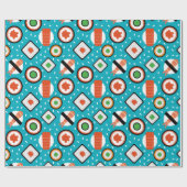 Het leuke naadloze pixelsushi-cartoon patroon beve cadeaupapier (Vlak)