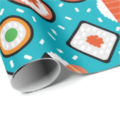 Het leuke naadloze pixelsushi-cartoon patroon beve cadeaupapier (Rol Hoek)
