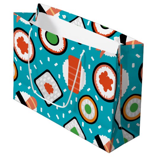 Het leuke naadloze pixelsushi-cartoon patroon beve groot cadeauzakje (Voorkant Gekanteld)