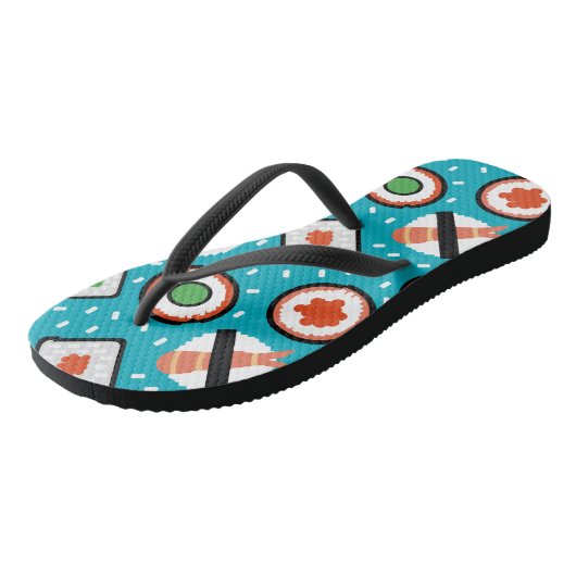 Het leuke naadloze pixelsushi-cartoon patroon beve teenslippers (Schuin)