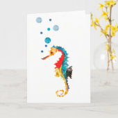 Het leuke OceaanDier van het ZEEPAARDJE van de Kaart (Gele Bloem)