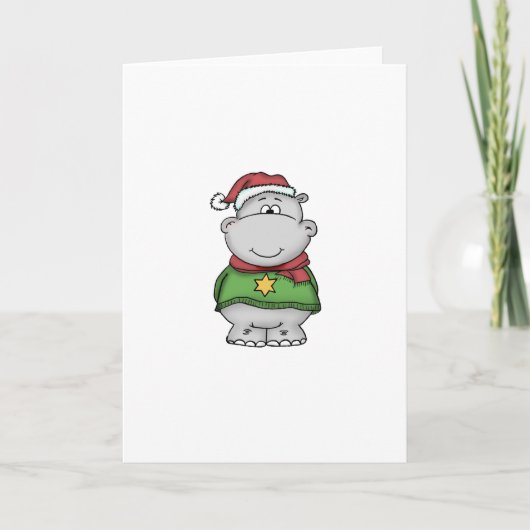 Het leuke Ontwerp van Hippo van Kerstmis Feestdagen Kaart (Voorkant)