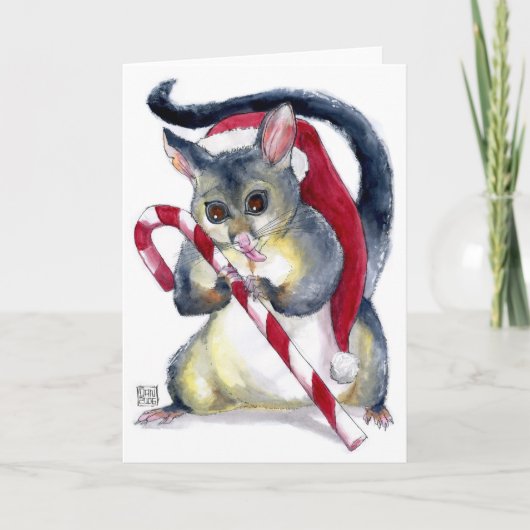 Het leuke Opossum van de Kerstman met de Feestdagen Kaart (Voorkant)