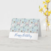 Het leuke Patroon van de Lama op Stippen Kaart (Gele Bloem)