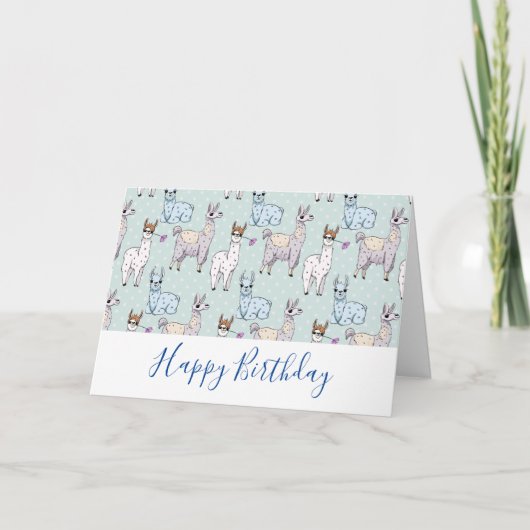 Het leuke Patroon van de Lama op Stippen Kaart (Voorkant)