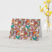 Het leuke Patroon van de Mode van het Puppy Kaart (Gele Bloem)