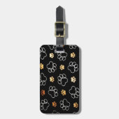 Het leuke Print van de Poot van de Hond op Zwarte, Bagagelabel (Voorkant verticaal)