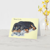 het leuke puppy rottweiler hond art. van de kaart (Gele Bloem)