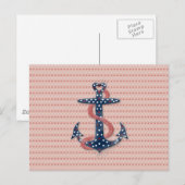 Het leuke romantische anker van valentijnenharten feestdagenkaart (Voorkant / Achterkant)