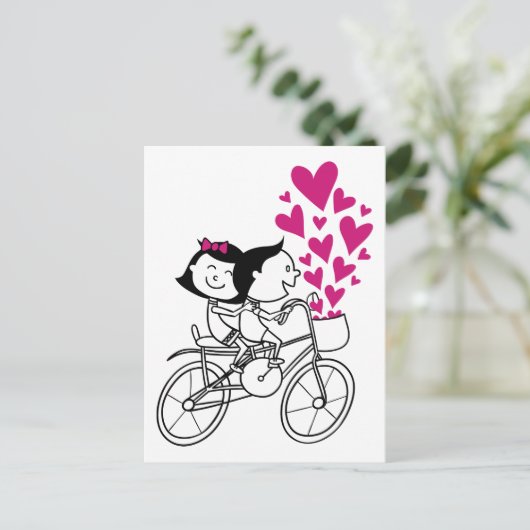 Het leuke romantische paar van de Valentijnsdag op Feestdagenkaart (Staand voorkant)