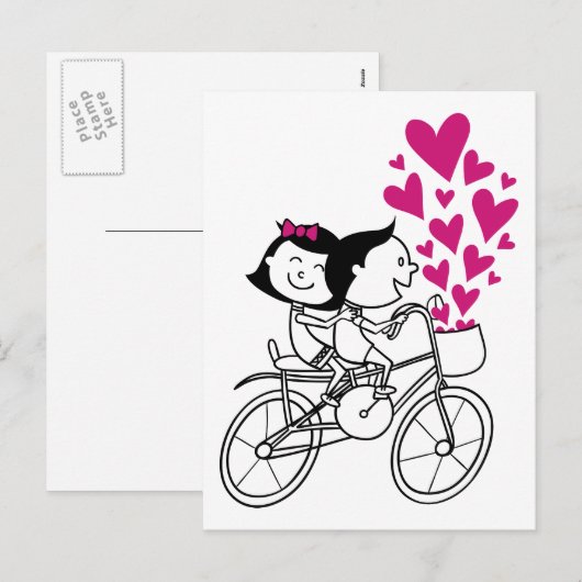 Het leuke romantische paar van de Valentijnsdag op Feestdagenkaart (Voorkant / Achterkant)