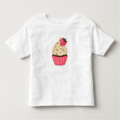 Het leuke Roze bestrooit Aardbei Cupcake Kinder Shirts (Voorkant)