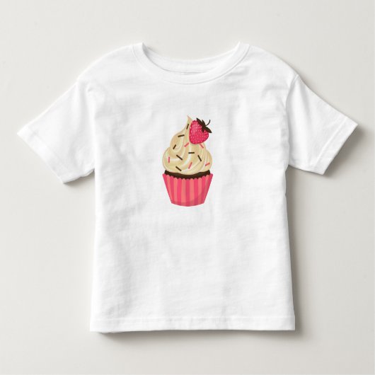Het leuke Roze bestrooit Aardbei Cupcake Kinder Shirts (Voorkant)