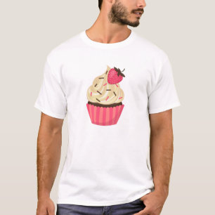Het leuke Roze bestrooit Aardbei Cupcake T-shirt