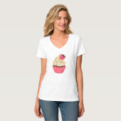 Het leuke Roze bestrooit Aardbei Cupcake T-shirt (Voorkant volledig)