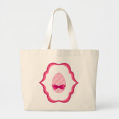 Het leuke Roze Gestreepte Ontwerp van het Paasei Grote Tote Bag (Voorkant)