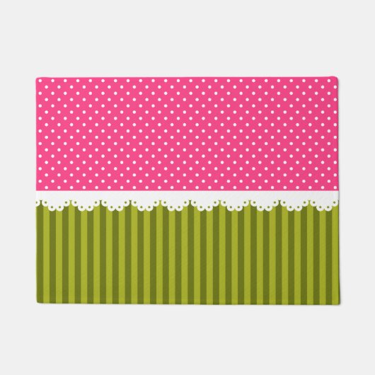 Het leuke Roze Patroon van de Strepen van de Stip Deurmat (Voorkant)