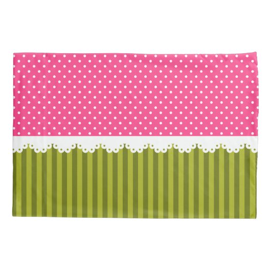 Het leuke Roze Patroon van de Strepen van de Stip Kussensloop (Achterkant)