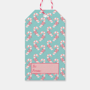 Het leuke Roze Patroon van het Riet van het Snoep Cadeaulabel