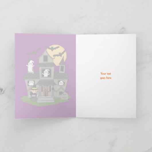 Het leuke spookhuis van Halloween en weinig heks Kaart (Binnen)