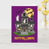 Het leuke spookhuis van Halloween en weinig heks Kaart (Gele Bloem)