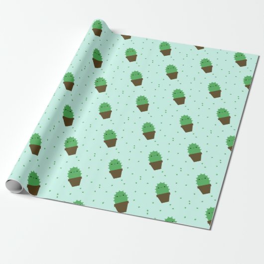 Het leuke van het kawaiiplant van de Cactus Cadeaupapier (Uitgerold)
