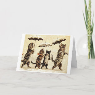 Het leuke Vintage Wenskaart van de Kat Feestdagen Kaart
