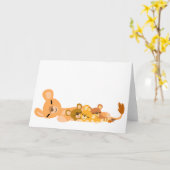 Het leuke wenskaart van de Leeuw en van de Welpen Kaart (Gele Bloem)