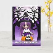 Het leuke Wenskaart van Halloween van de Heks Kaart (Gele Bloem)