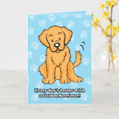 Het leuke Wenskaart van het Golden retriever van Kaart (Gele Bloem)