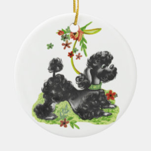 Het leuke Zwarte Puppy van de Poedel Keramisch Ornament