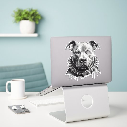 Het leven als Bull Terrier met Spike Caller Sticker (Laptop op bureau)