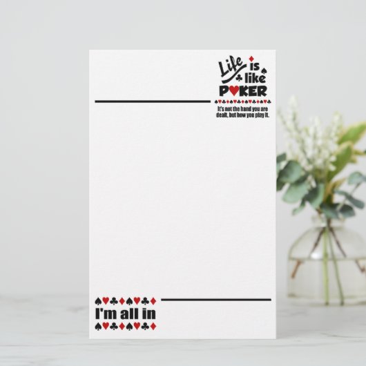 Het leven als Poker briefpapier (Staand voorkant)