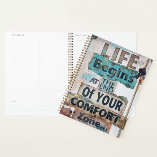 Het leven begint aan het einde van de Comfort Zone Planner (Display)